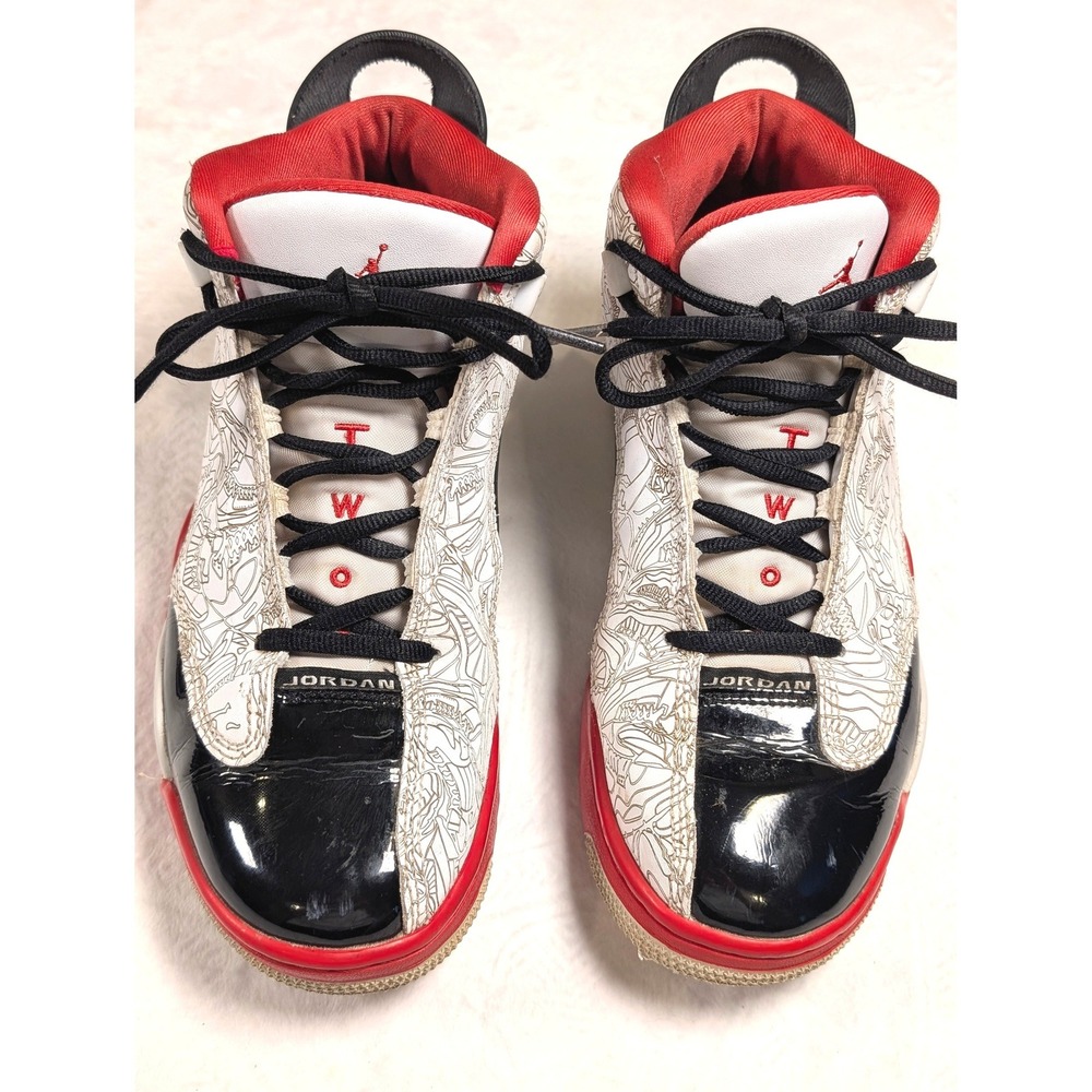 Jordan Dub Zero White Fire Red Black Laser Etched Kids Shoes Size 7Y - Picture 2 of 12